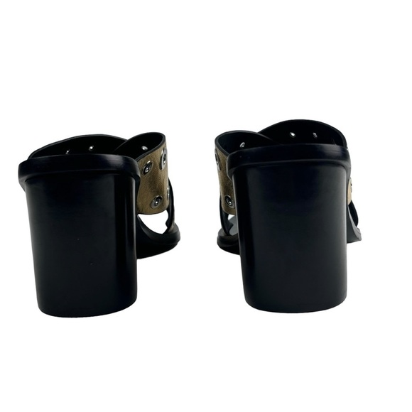 RAG & BONE GOLD METALLIC LEATHER CRISS CROSS GROMMET MULE HEELS - Picture 10 of 16